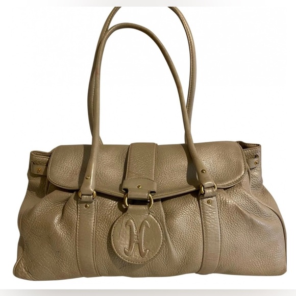 Cole haan Taupe pebbled Leather satchel Bag - Picture 1 of 11